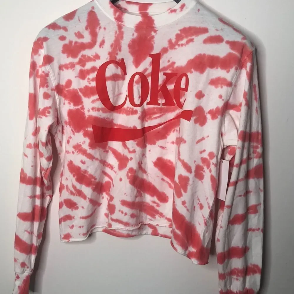 Coca-Cola Cropped long sleeve shirt tie dye girls size medium 7/9 - Picture 1 of 3